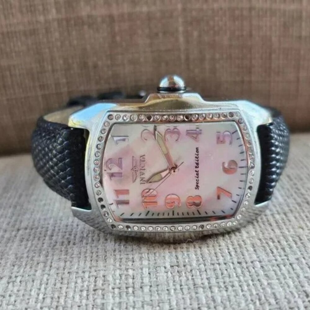 Invicta Watch Lupah Lady 20524 - Special Edition Leather Black Band MOP Face